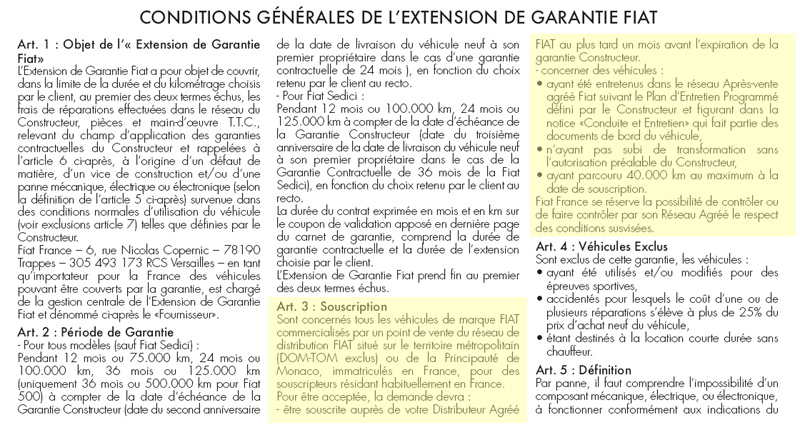 Garantie Fiat 500
