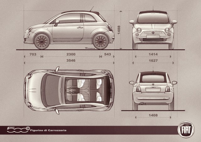 Dimensions Fiat 500C