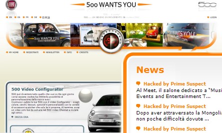 Capture site web Fiat 500 hack
