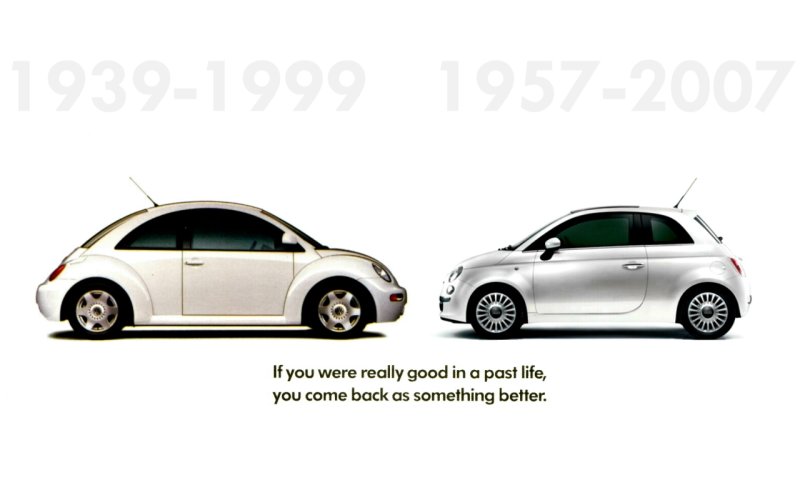 Pub comparative New Beetle/Fiat 500